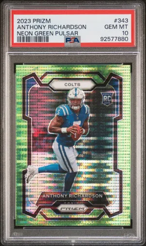 2023 Panini Prizm Anthony Richardson Neon Green Pulsar PSA 10 front