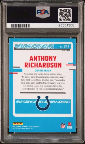 2023 Panini Donruss Optic Anthony Richardson Pink PSA 10 back