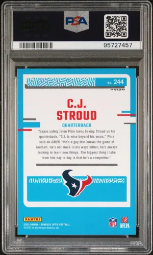 2023 Panini Donruss Optic Cj Stroud Holo PSA 10 back