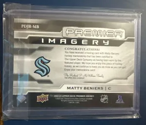 Matty Beniers Rookie Premier Imagery Patch 61/75 back