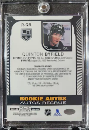 Quinton Byfield OPC Platinum Rookie Autos back