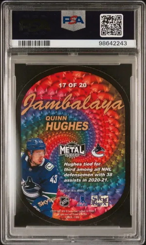 2021 Metal Universe Quinn Hughes Jambalaya PSA 10 back