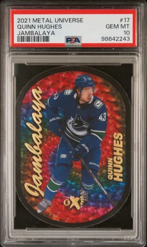 2021 Metal Universe Quinn Hughes Jambalaya PSA 10 front
