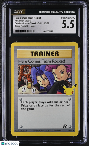 Pokémon Here Comes Team Rocket #15/82 English CGC 5.5 Celebrations Classic Coll front
