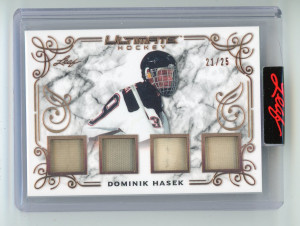 2023 Leaf Ultimate #HI-03 Dominik Hasek Quad Memorabilia 21/25 front