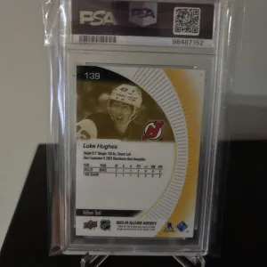 2023-24 UD Allure Luke Hughes Yellow Taxi PSA 10 back