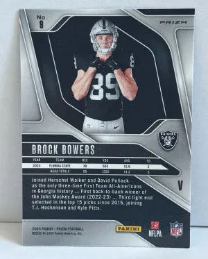2024 Brock Bowers Silver Prizm Variation #9 back