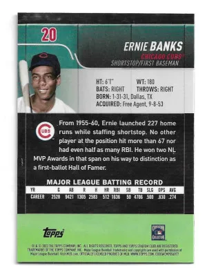 2022 Stadium Club Chrome X-Fractors #20 Ernie Banks - Chicago Cubs back
