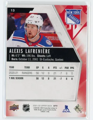 2021-22 SPx #13 Alexis Lafreniere 199/299 back