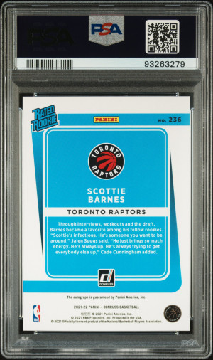 2021 Panini Donruss Scottie Barnes Sig-Holo Yellow Laser back