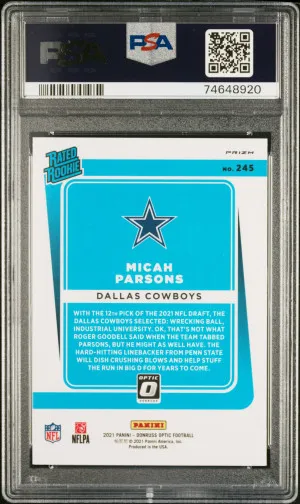 2021 Panini Donruss Optic Micah Parsons Stars back