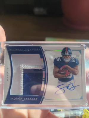2018 National Treasures Saquan Barkley silver Holo RPA /25 front