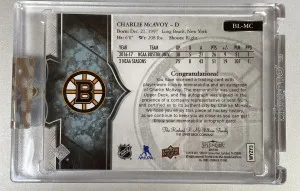 Charlie McAvoy 2017-18 Rookie Upper Deck The Cup Splendor Patch Autograph /36 back
