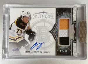 Charlie McAvoy 2017-18 Rookie Upper Deck The Cup Splendor Patch Autograph /36 front