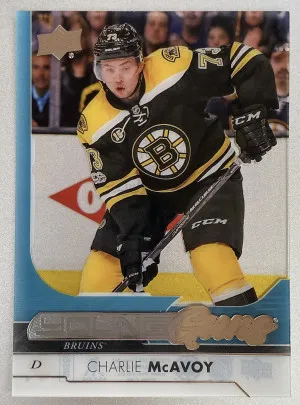 Charlie McAvoy 2017-18 Rookie Upper Deck Young Guns Clear Cut front
