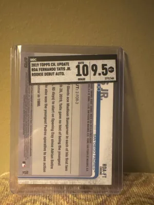 Fernando Tatis Jr. Topps Chrome Update Rookie Auto SGC 9.5/10 back
