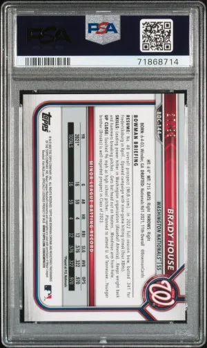 2022 Bowman Draft Brady House Ch-Grn.sparkle Refractor back