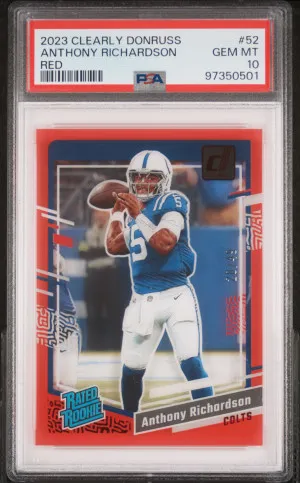 2023 Panini Clearly Donruss Anthony Richardson Red Rookie /49 front
