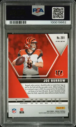 2020 Panini Mosaic Joe Burrow Rookie Camo Pink PSA 10 back