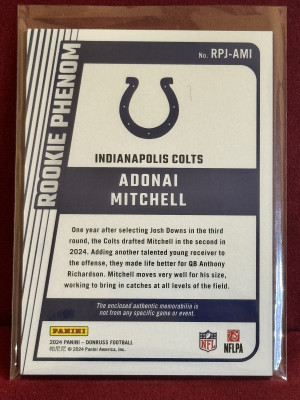 2024 Panini Donruss Adonai Mitchell #RPJ-AMI Rookie Phenom back