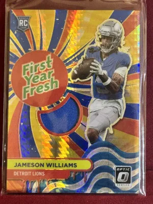 2022 Panini Donruss Optic Jameson Williams #FYF-JW First Year Fresh Blue Hyper front