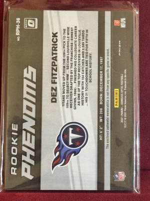 2021 Panini Donruss Optic Dez Fitzpatrick #RPH-36 Rookie Phenoms Patch back