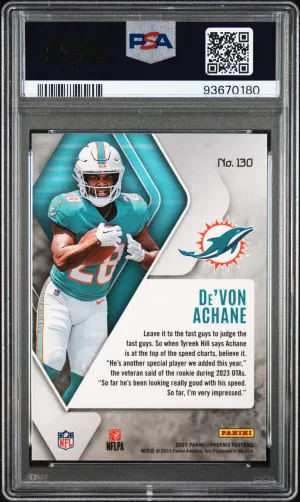 2023 Panini Phoenix De'von Achane Silver Seismic Rookie back