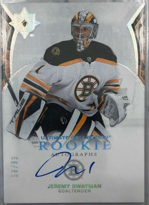 2021-22 Ultimate Collection Rookie Jeremy Swayman /99 front