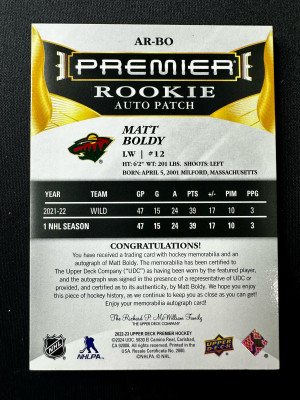 Matt Boldy Premier RPA /35 back