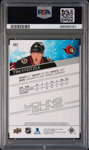 2020-21 Upper Deck Series 2 Tim Stutzle Young Guns #482 back