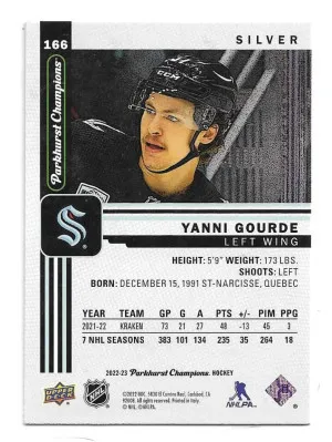 2022-23 Parkhurst Champions Silver #166 Yanni Gourde - Seattle Kraken back
