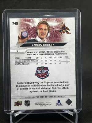 Logan Cooley 2023-24 UD Extended Draft Silver Outburst #748 back