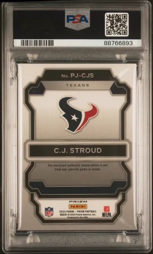 2023 Panini Prizm Premier Jersey CJ Stroud Pink Prizm Rookie back