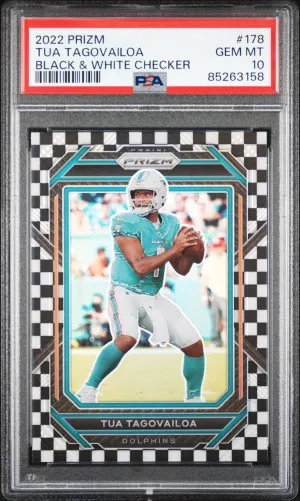 2022 Panini Prizm Tua Tagovailoa Black & White Checker front