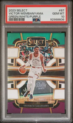 2023 Panini Select Victor Wembanyama Green/White/Purple Prizm Rookie front