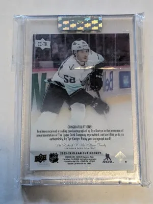 Tye Kartye ROOKIE AUTO 23-24 2023-24 Clear Cut  Kraken back