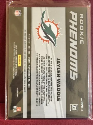 2021 Panini Donruss Optic Jalen Waddle #RPH-8 Blue Hyper Patch Rookie Phenoms back