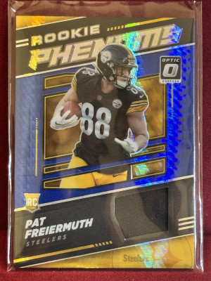 2021 Panini Donruss Optic Pat Freiermuth #RP-32 Blue Hyper Rookie Phenoms Patch front