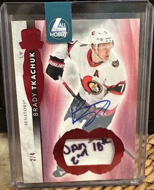 2021 The Cup Brady Tkachuk Tag Patch Auto /4 front