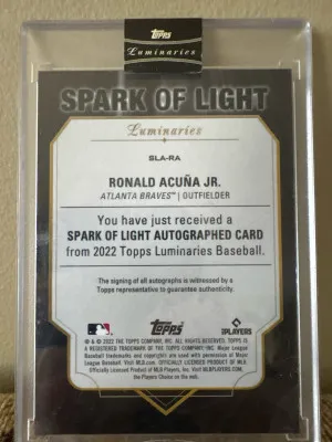 Ronald Acuna Jr Luminaries Silver Ink Auto /15 back