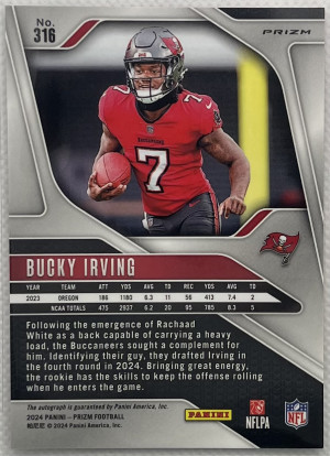 2024 Prizm Bucky Irving RC pink auto back