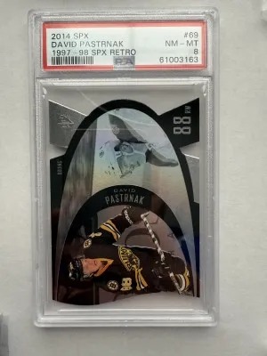 2014 Spx 1997-98 Spx Retro David Pastrnak 1997-98 Spx Retro PSA 8 Rookie front