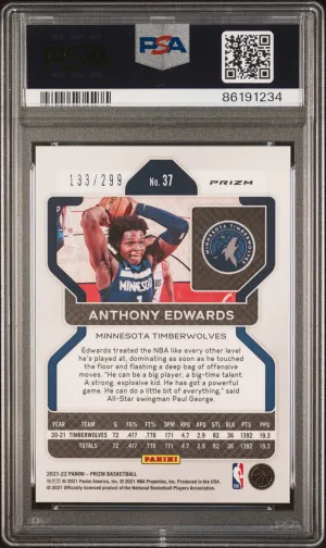 2021 Panini Prizm Anthony Edwards Red Prizm back