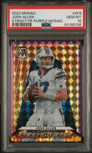 2022 Panini Mosaic Straight Fire Josh Allen Strght.fr-Purple Mosaic front
