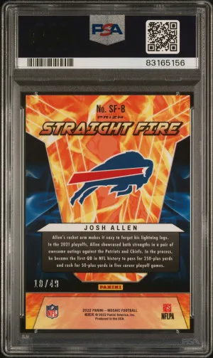 2022 Panini Mosaic Straight Fire Josh Allen Strght.fr-Purple Mosaic back