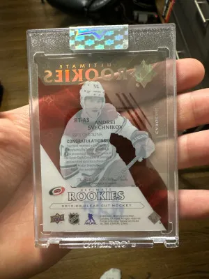 2019-20 UD ULTIMATE ROOKIES ANDREI SVECHNIKOV RT-AS AUTO CLEAR CUT RC CAROLINA back
