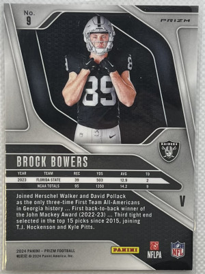 2024 Prizm Brock Bowers RC silver variation back