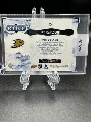 2023-24 Upper Deck Ice Leo Carlsson Rookie Auto White Snowflake Hit Parade back