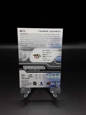 2021-22 UD Premier Tanner Jeannot Acetate Rookie Patch Auto #AR-TJ /249 RC back