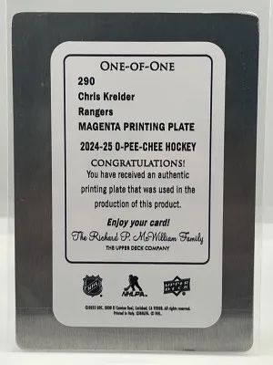 2024-25Chris Kreider Magenta Printing Plate 1/1 back